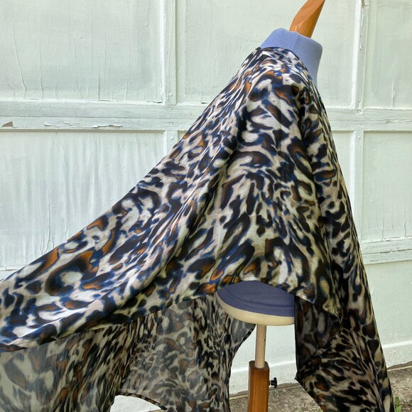 Chico's Leopard Print Silky Shawl Wrap One Size Cover-Up - Picture 2 of 8